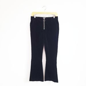 Frame Denim Velvet O-Ring Zip Flare PantsNoire